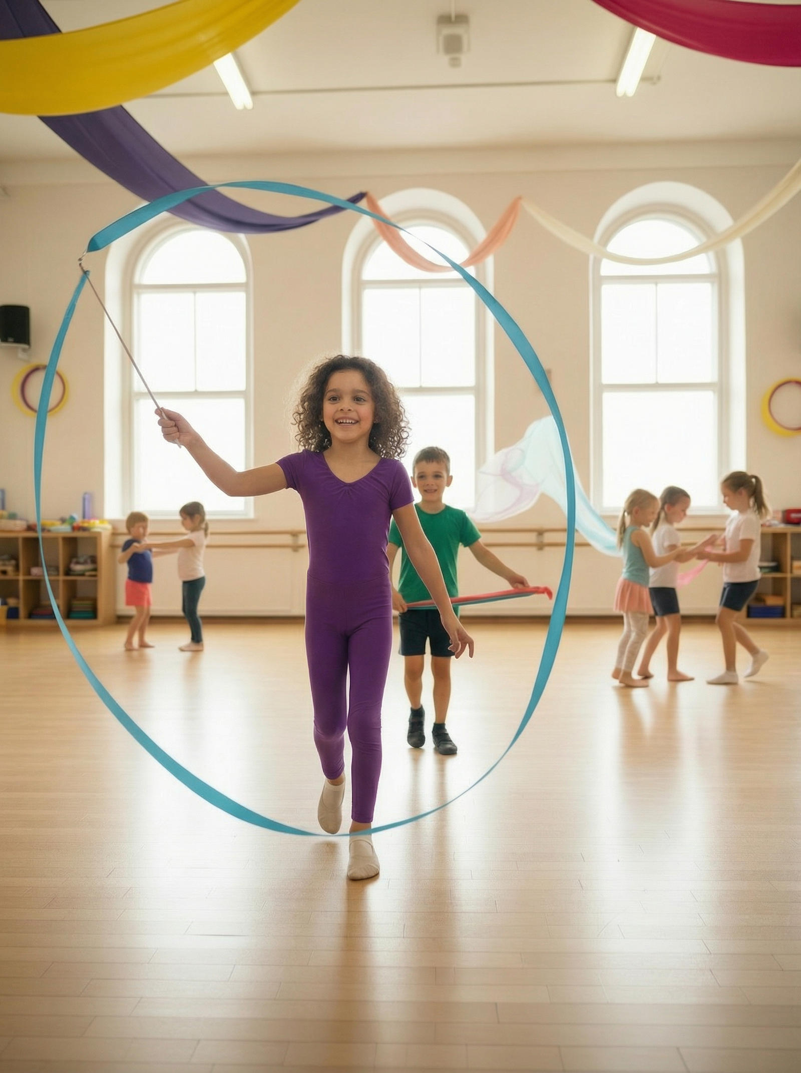 A smiling baby participating in a music class.